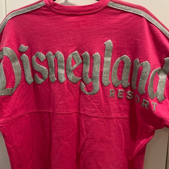 Vintage Disney pink sweatshirt. glitter lettering & stripes- shoulder to cuff. - Picture 5 of 8